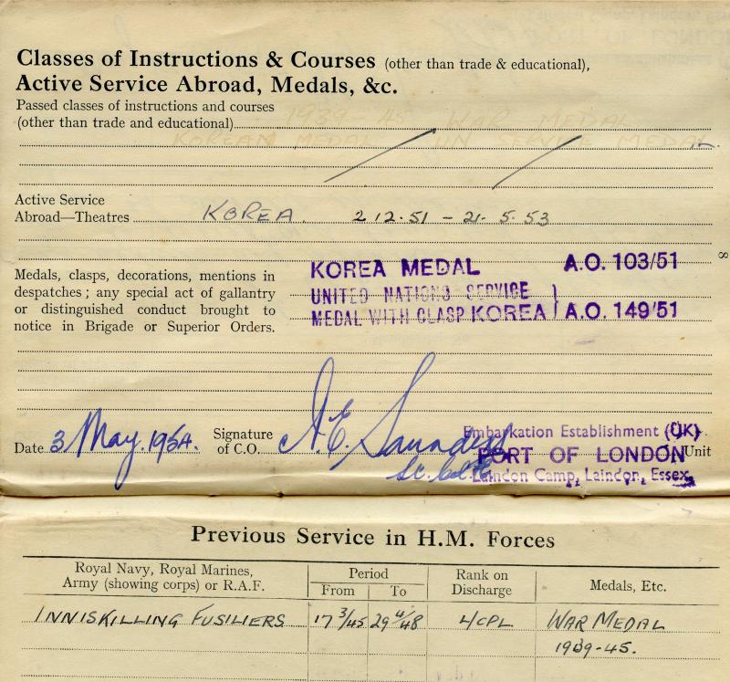 WW2 & Korean War Medal Group To Sapper William McGowan, Royal Engineers & Inniskilling Fusiliers