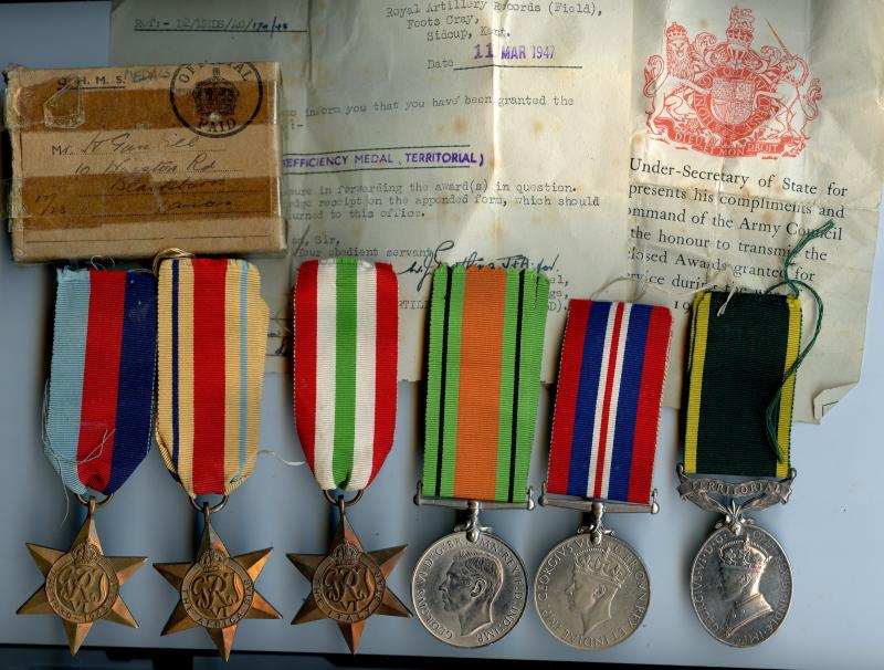 WW2 Territorial Medal Group to Gunner Harry Gundill, Royal Artillery