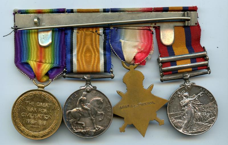 Queens South Africa Medal & WW1 1914-15 Trio To Pte - Lieut George Lewis Strachan, 3rd (Gloucestershire) Company of the 1st Battalion, Imperial Yeomanry, & West African Frontier Force