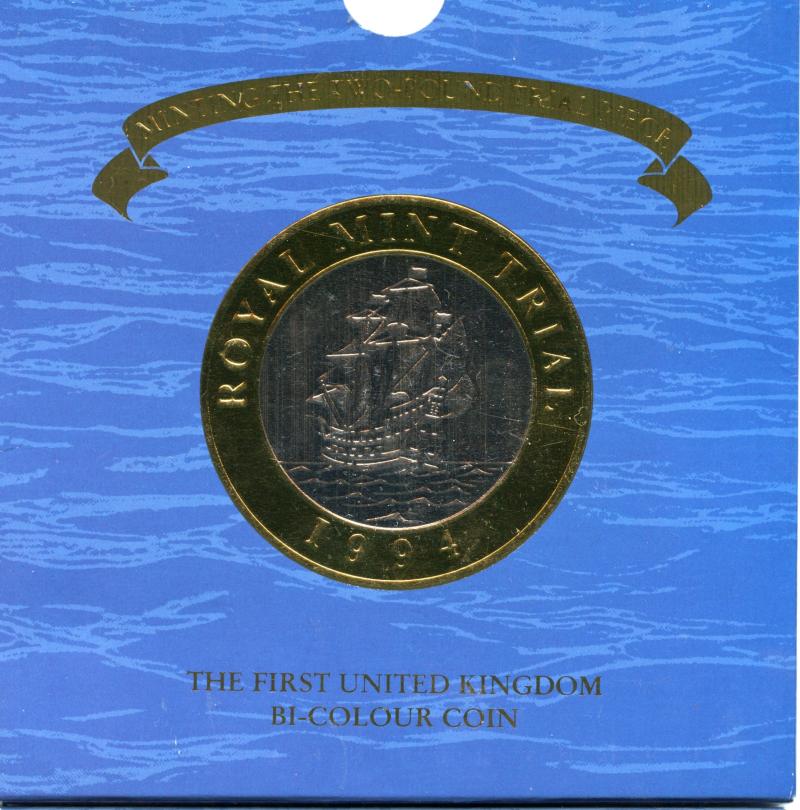 UK 1994 Royal Mint Trial Piece Bi-Colour £2 Two Pound Coin Set