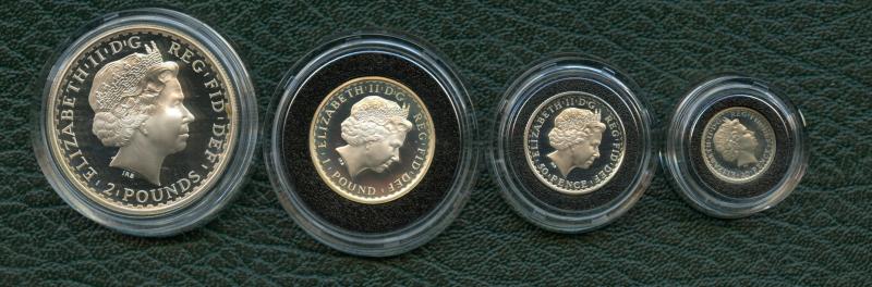 2001 UK Britannia Proof Silver 4-Coin Set
