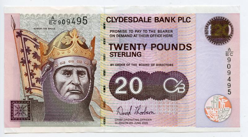 The Clydesdale Bank £20 Twenty Pounds Banknote Clydesdale Bank Exchange Commemorative Dated 6th June 2005