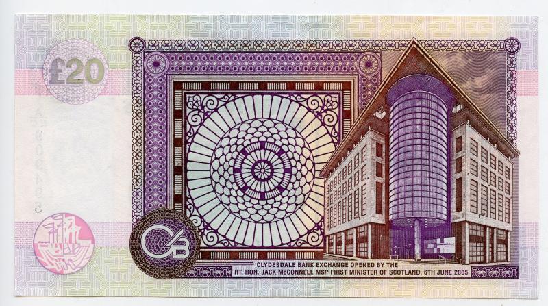 The Clydesdale Bank £20 Twenty Pounds Banknote Clydesdale Bank Exchange Commemorative Dated 6th June 2005