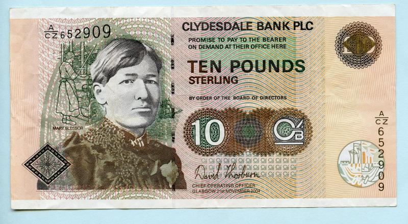 The Clydesdale Bank £10 Ten Pounds Banknote Dated 21st November 2004