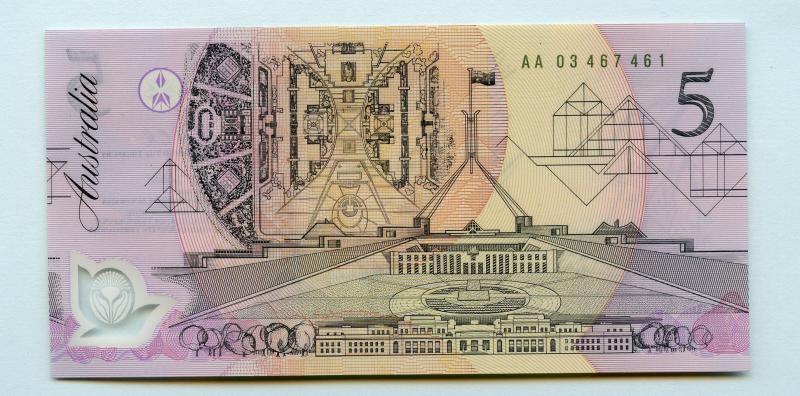 Australia 1992 Five $5 Dollars First Polymer Banknote First Prefix AA
