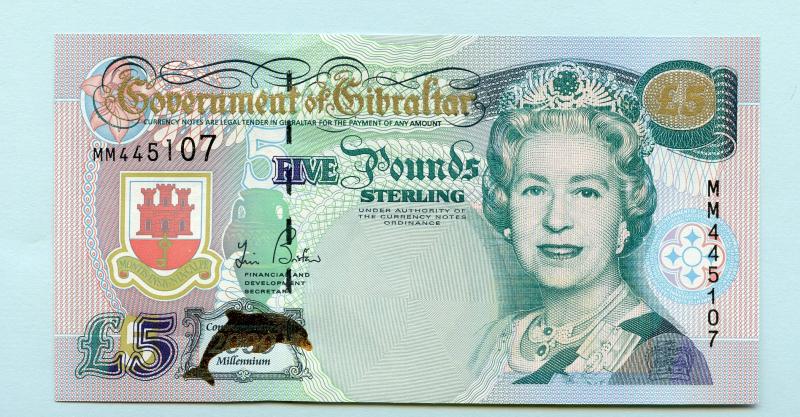 Government of Gibraltar  £5 Five Pounds  Banknote Millennium 2000 Issue