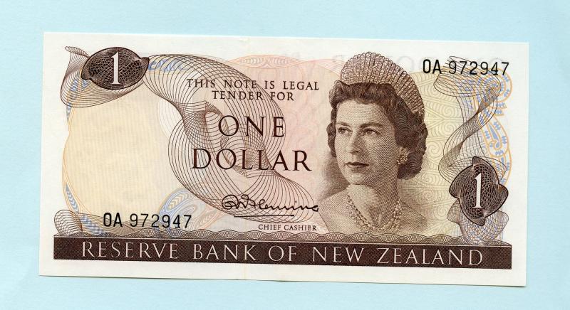 New Zealand 1967 One Dollar $1 Banknote OA First Prefix of Fleming Signature