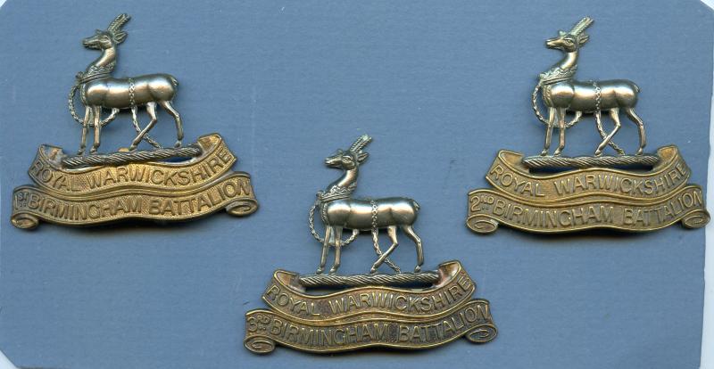Set of 1st 2nd & 3rd Birmingham Battalions Royal Warwickshire Regiment