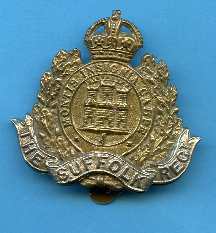 Suffolk Regiment Kings Crown Bi- Metal Solid Centre Reverse Metals Cap Badge