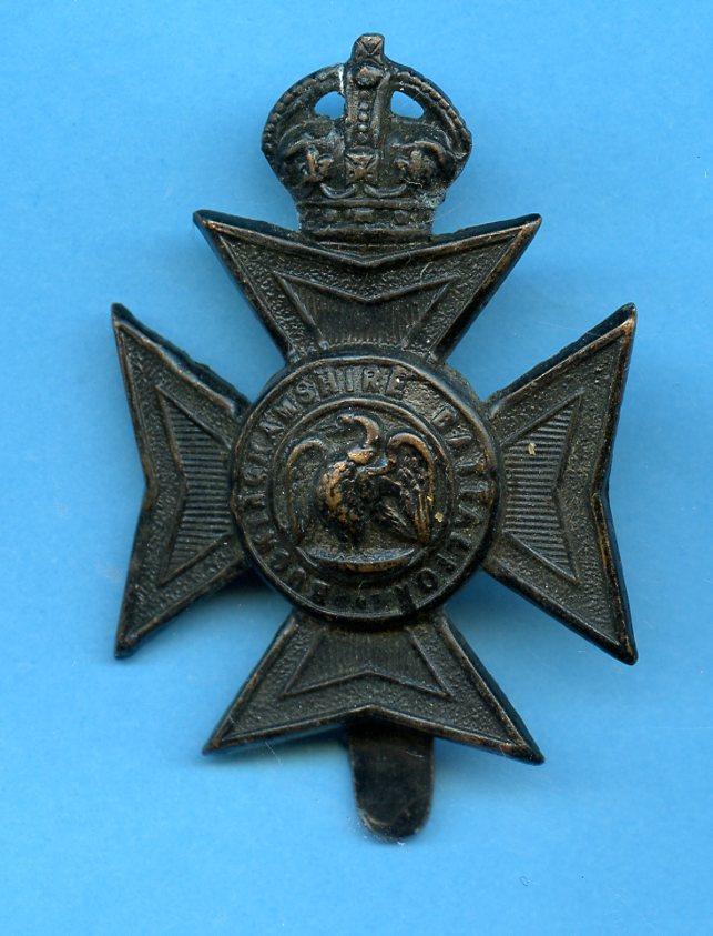Buckinghamshire Battalion Oxfordshire Light Infantry Blackened Brass Cap Badge