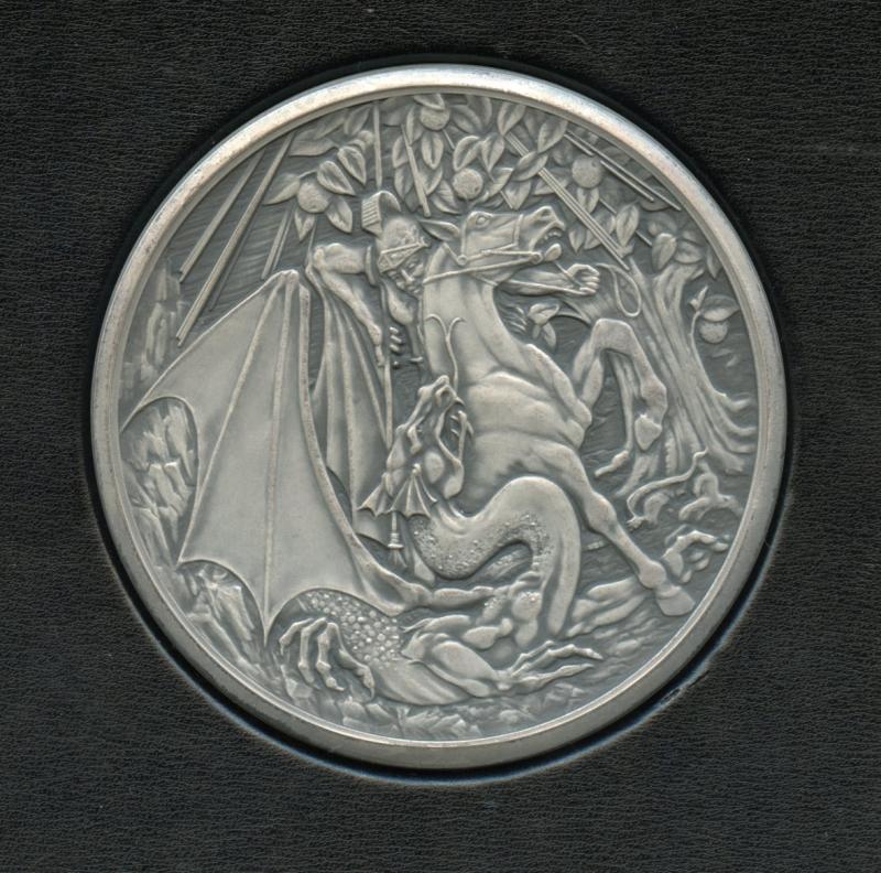 Royal Mint, St. George and The Dragon Masterpiece, fine silver medal