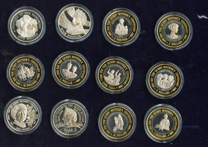 Royal Mint  The Queen Mother Centenary  12 Piece  Silver Coin Collection