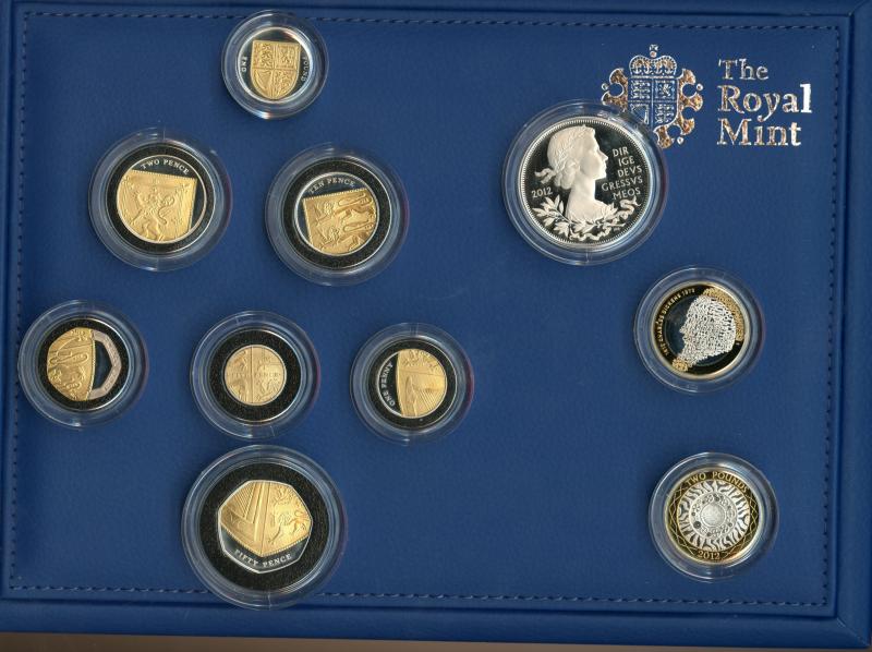 UK  Royal Mint 2012 Diamond Jubilee Silver Proof Gold Highlighted 10 Coin Set