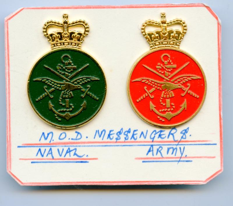 Ministry of Defence  Pair of Army & Naval Messenger Service Badges