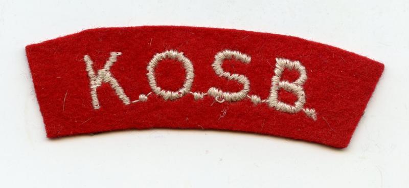 WW2 Cloth KOSB (King's Own Scottish Borderers) Cloth Shoulder Title Badge