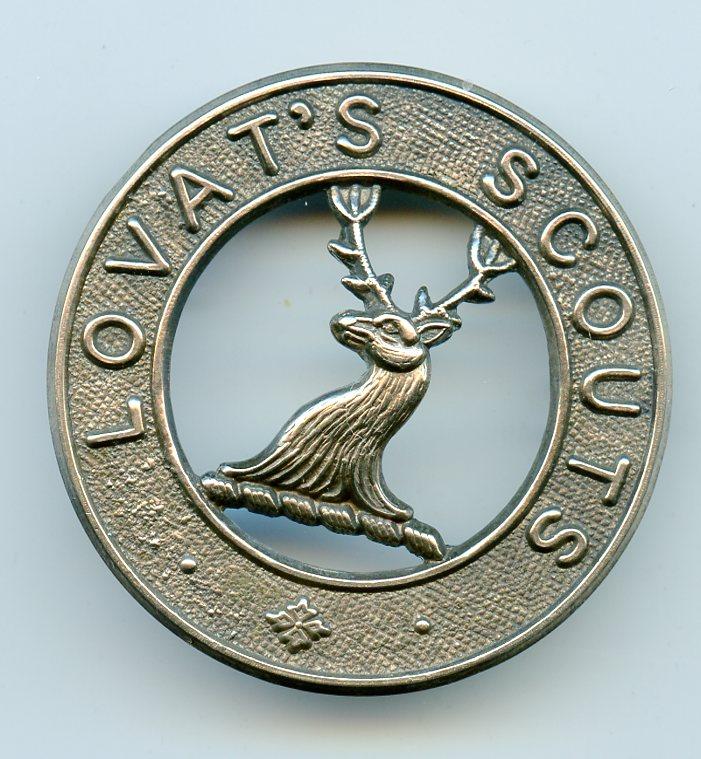 Lovats Scouts White Metal Cap Badge
