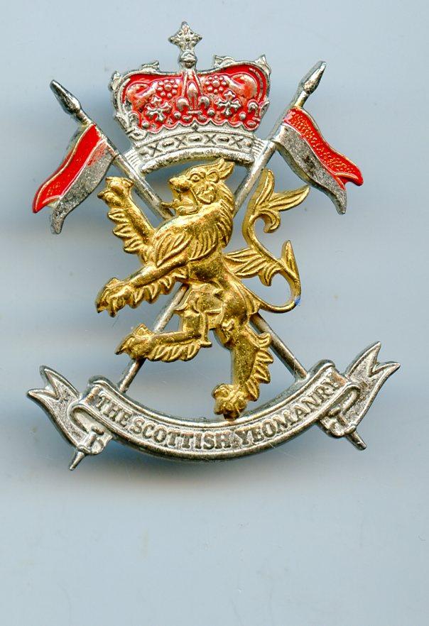 The Scottish Yeomanry  Silver plated and Gilt Cap Badge