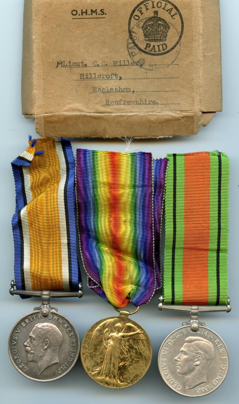 WW1 & WW2 to Pte - Lieut George G Miller, Livepool Regiment & Renfrewshire T.A. ( From Eaglesham)