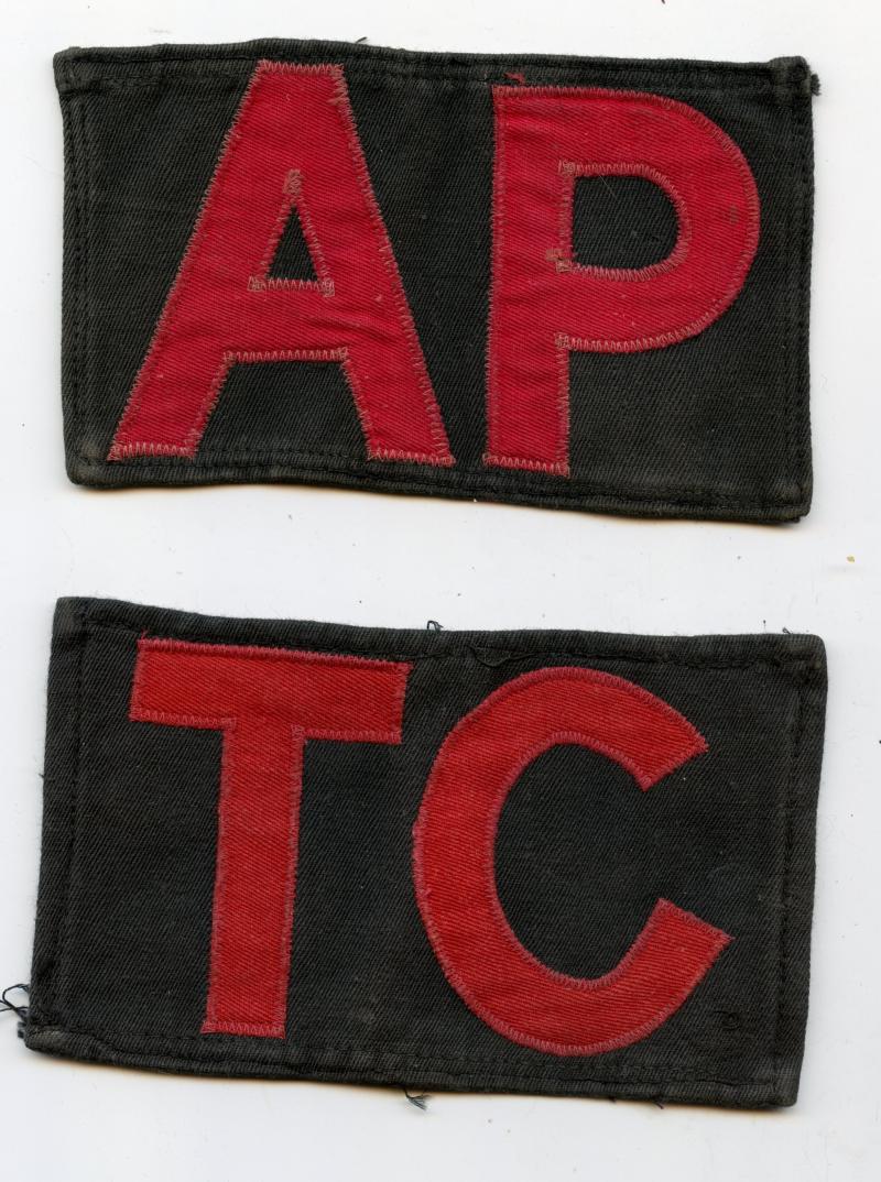 WW2 era Army Physical Training Corps Arm Badges, Badge Rank Badges and buttons