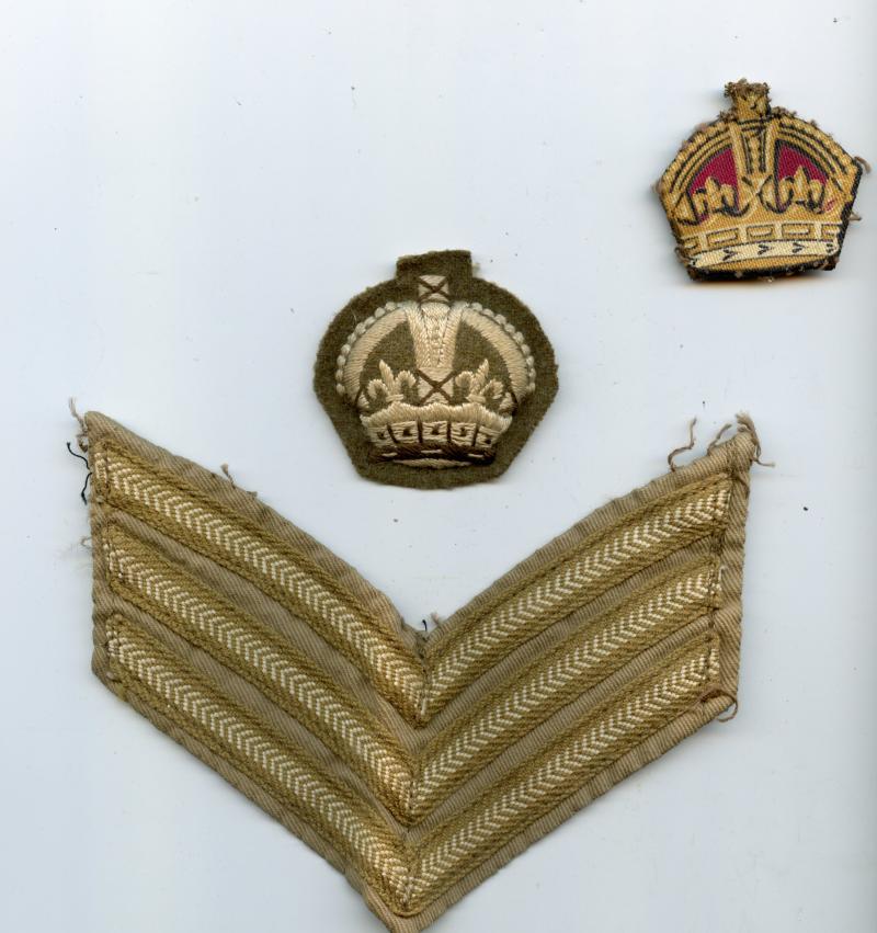 WW2 era Army Physical Training Corps Arm Badges, Badge Rank Badges and buttons