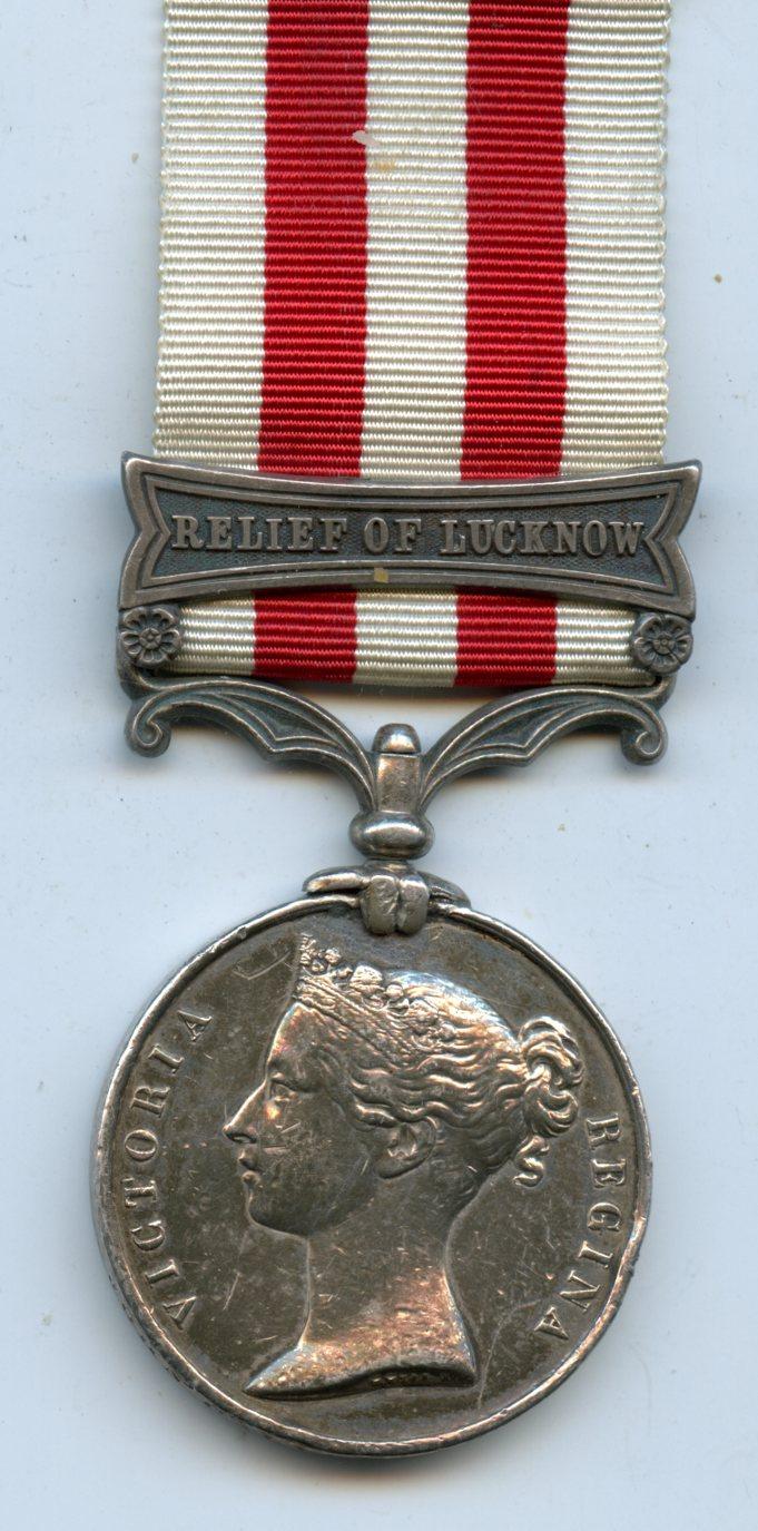 India Mutiny Medal 1857 One Clasp Relief of Lucknow to Pte John Calvert,
