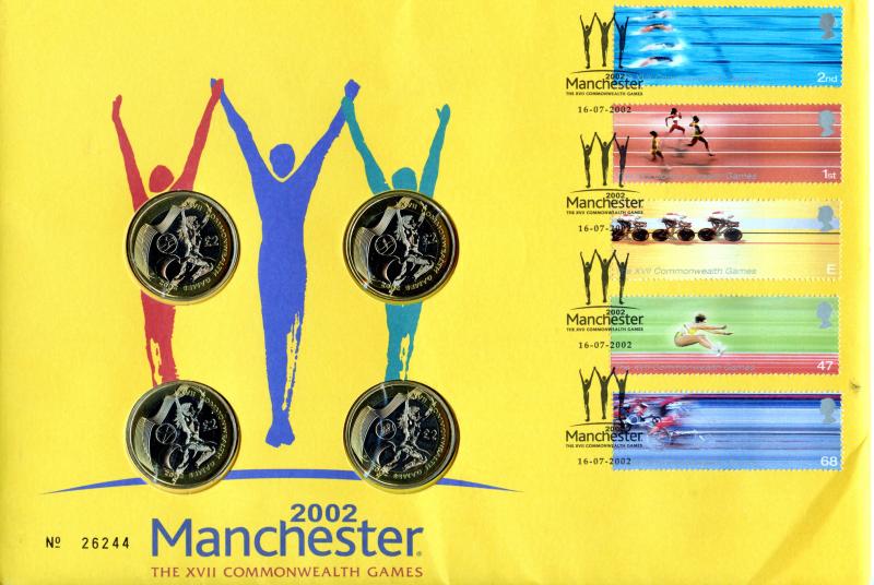 UK 2002 Brilliant Uncirculated  Commonwealth Games  Manchester  £2 Four Coin Set