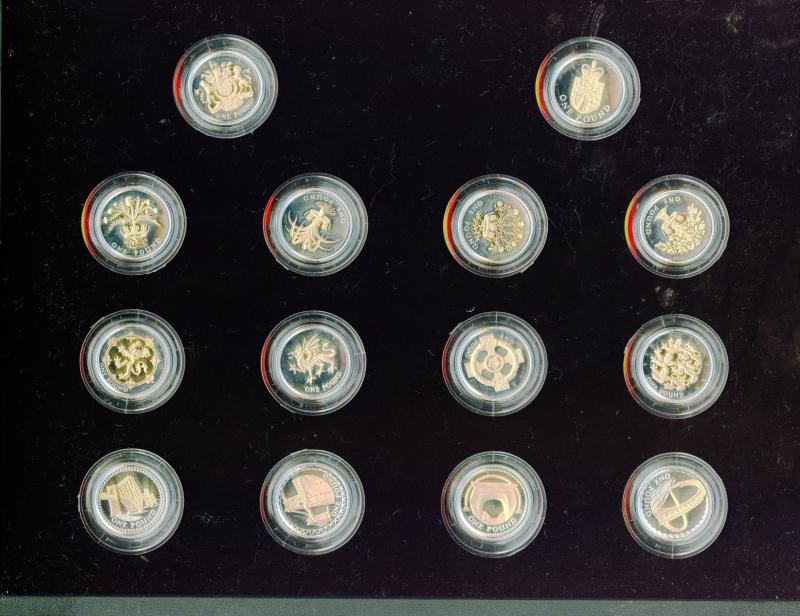 2008 UK 25th Anniversary £1 Proof Silver 14-Coin Collection 2008 UK £1 - Silver Proof 25th Anniversary 14 Coin Se