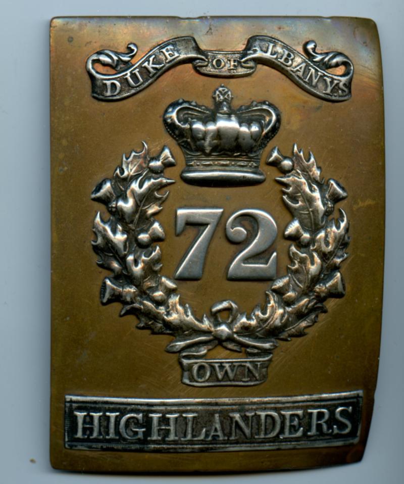72nd Foot The Duke of Albany's Highlanders. ( Seaforth Highlanders) Officers Shoulder Belt Plate