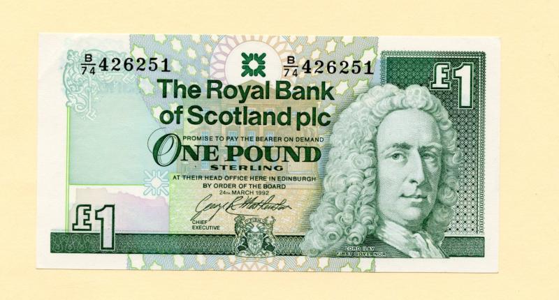 Royal Bank of Scotland  £1 One Pound Note  Dated 24th of March 1992