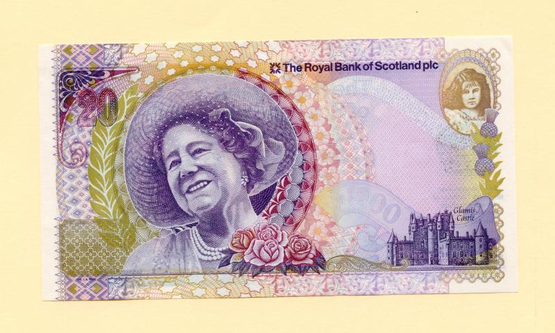 Royal Bank of Scotland Queen Mother 100th Birthday Commemorative £20 Twenty Pounds Note