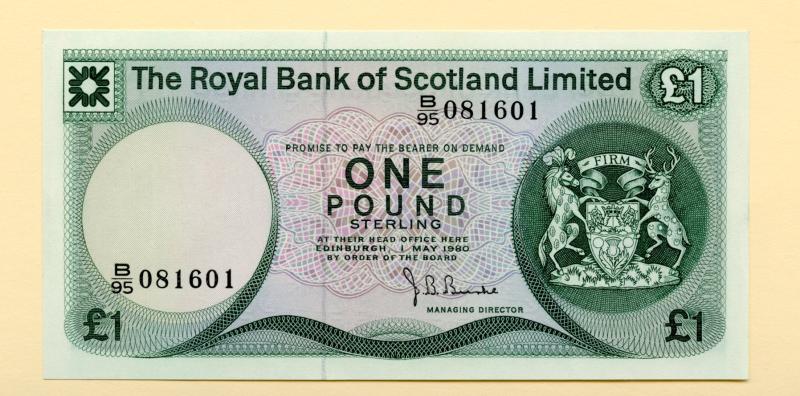Royal Bank of Scotland  £1 One Pound Note  Dated  1st May 1980