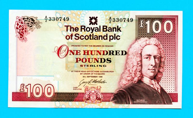 Royal Bank of Scotland  £100 One Hundred Pounds Banknote Dated  30th September 1998
