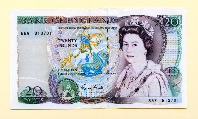 Bank of England  £20 Twenty Pounds Note  Date 1988-91  Signatory G. M. Gill Serial Number 55W