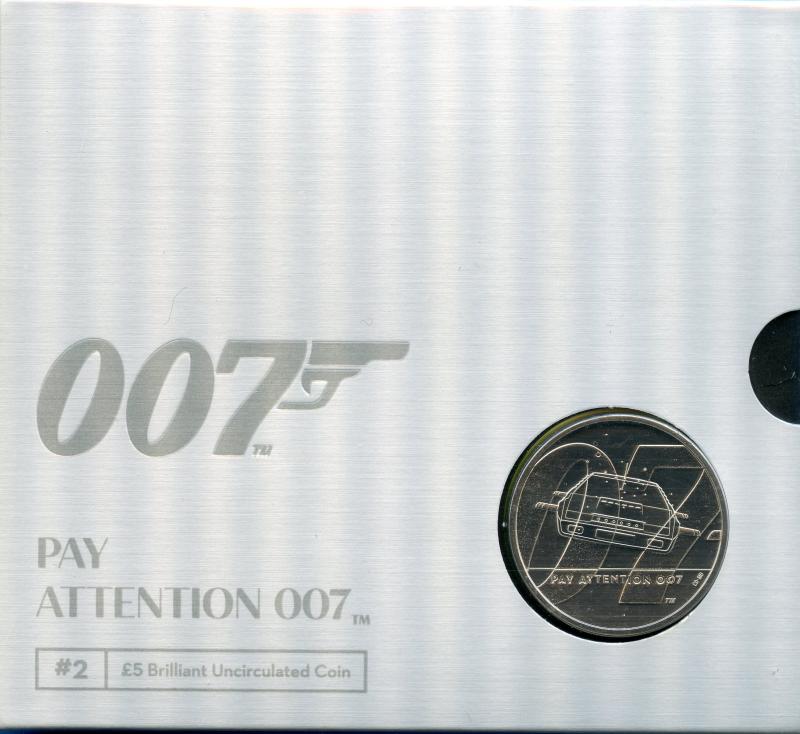 UK Royal Mint 2020  007 James Bond Pay Attenion 007 Brilliant Uncirculated £5 Coin