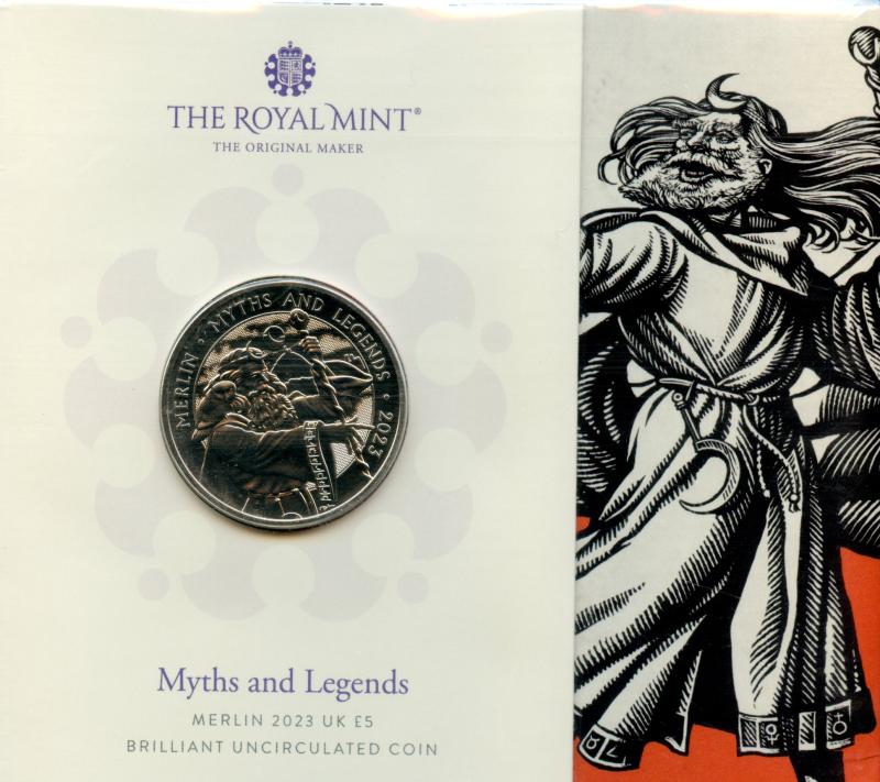 UK 2023 Myths and Legends King Arthur Brilliant Uncirculated £5 Coin