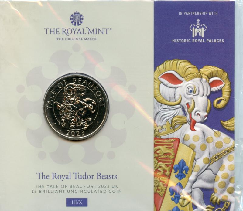 UK  2022 The Royal Tudor Beasts The Yale of Beaufort Brilliant Uncirculated £5 Coin