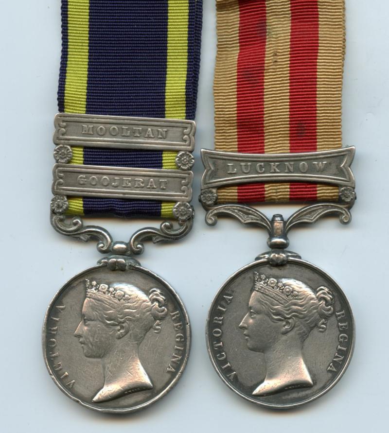 Punjab & India Mutiny Medal Pair To Pte Silvester Bennett, 10th (The North Lincolnshire) Regiment Of Foot