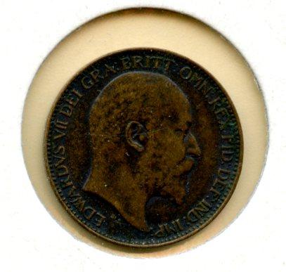 UK Edward VII Farthing Coin Dated 1907