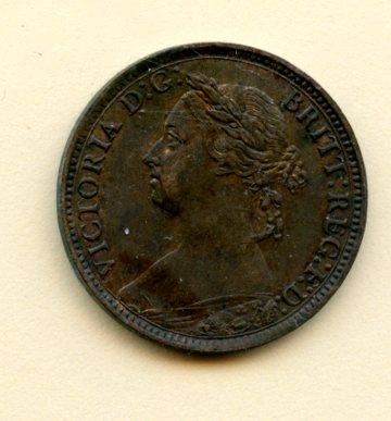 UK Queen Victoria  Farthing Coin  Dated 1886