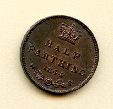 UK Queen Victoria Half Farthing Coin Dated 1844