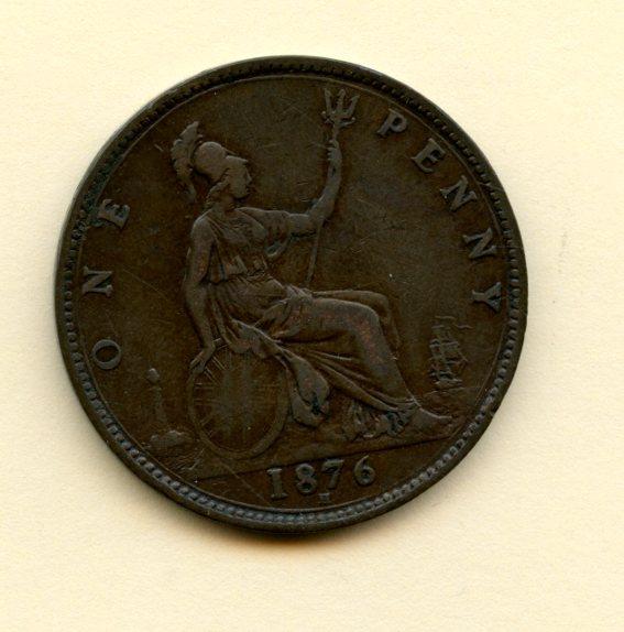 UK Queen Victoria Penny Coin Dated 1876H