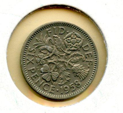 Queen Elizabeth UK Sixpence Coin Dated 1956