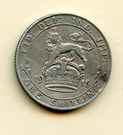 UK George V Shilling Coin Dated 1915
