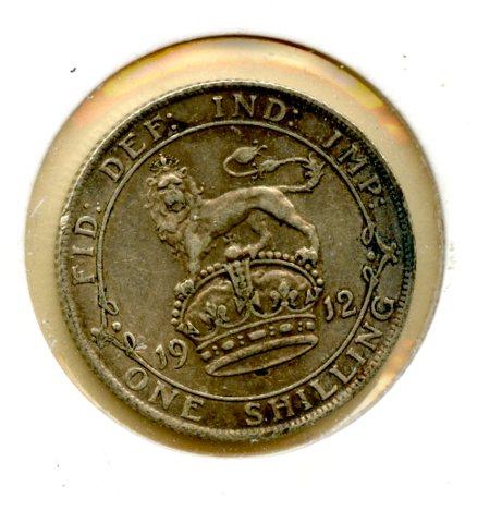 UK George V Shilling Coin Dated 1912