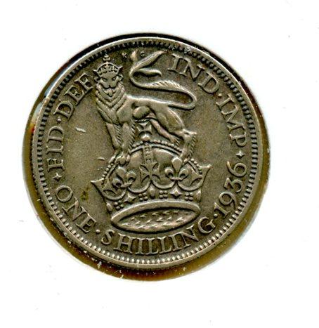 UK George V Shilling Coin Dated 1936