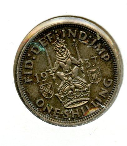 UK George VI Shilling Coin Scottish Obverse Dated 1937