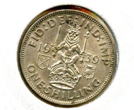 UK George VI Shilling Coin Scottish Obverse Dated 1939
