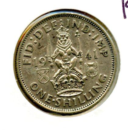 UK George VI Shilling Coin Scottish Obverse Dated 1941