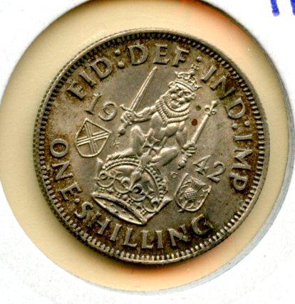 UK George VI   Scottish Shilling Coin  Dated 1942