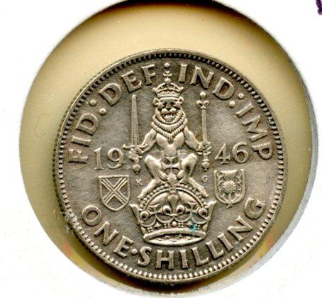 UK George VI  Shilling Coin  Scottish  Obverse Dated 1946